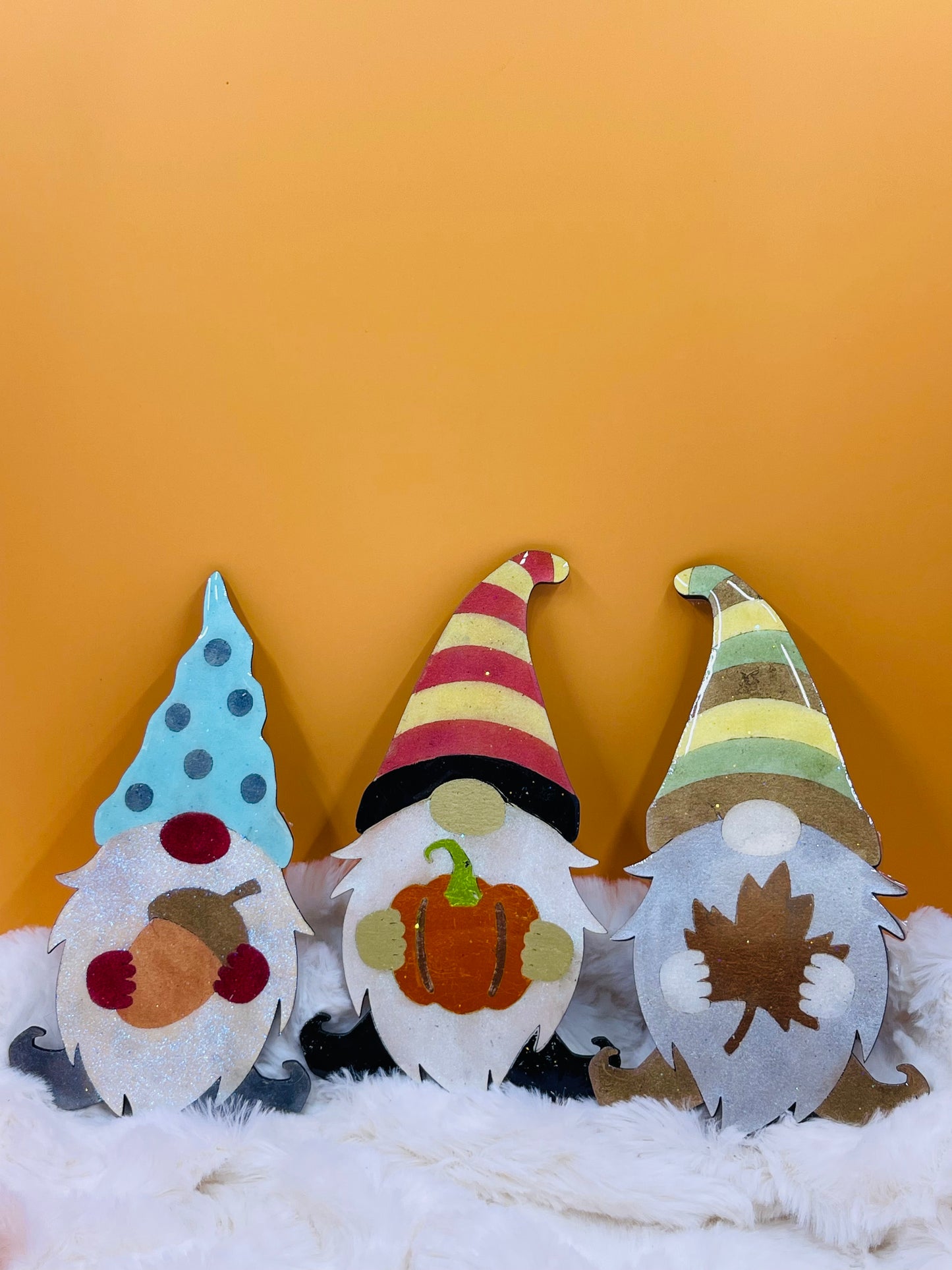 Set of 3 Resin Glitter Fall Gnome Set